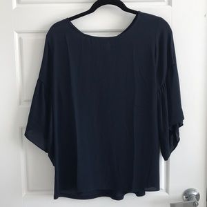 Navy Blue flared 3/4 Sleeve Blouse